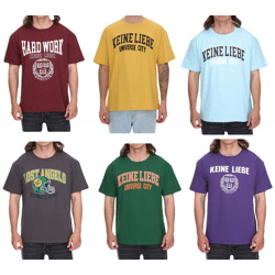 KEINE LIEBE Universe City und Broken Heart Club Herren Baumwoll-Shirt mit farblichen Akzenten T-Shirt Rundhals-Shirt Kurzarm-Shirt KLTS10 i
