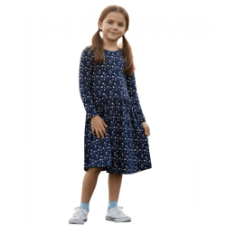 KIDSWORLD Mädchen Kinder-Kleid Baumwoll-Kleid mit Sternen-Print Sommer-Kleid 41548136 Dunkelblau/Weiß
