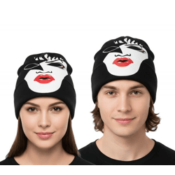 KISS Beanie mit großem Front-Print auch als Sturmmaske nutzbar Strick-Mütze Fan-Beanie mit Logo im Nacken SK162060KIS Schwarz