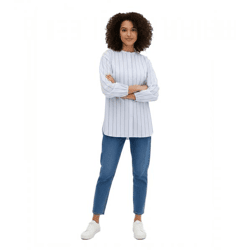 klassische Damen Bluse Popeline-Bluse aus reiner Baumwolle mit Stehkragen Langarm-Shirt 979642 Hellblau