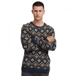 klassischer BLEND Herren Feinstrickpullover mit Rundhals Strickpullover 20715873-194024 Blau