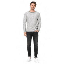 klassisches SOLID SDFlocks Herren Sweatshirt mit Rundhals Pullover 21102722ME-2842 Grau