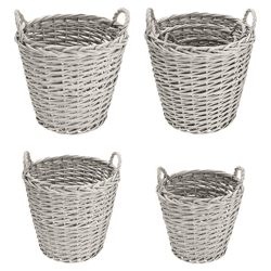 Korb Set XXL mit Henkel, rund, grau, 3er Set
