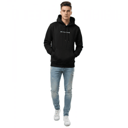 kuscheliger ON THAT ASS Xavier Herren Hoody Kapuzen-Pullover Baumwoll-Sweater mit Kängurutasche Fleece gefüttert Hoodie Schwarz