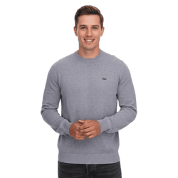 Lacoste Herren Strick-Pullover Baumwoll-Pullover mit Logo-Stickerei Langarm-Shirt AH0128 00 CCA Grau