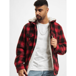 lässige Brandit Herren Jacke Kordelzug Kapuze mit Baumwolle Rot/Schwarz
