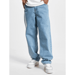 lässige DEF Herren Jeans Reißverschluss Taschen Hell-Blau