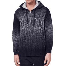 Lässige Herren Strick-Jacke mit Kapuze und Farbverlauf strukturierter Hoodie Cardigan 13390 Marine