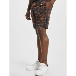lässige Just Rhyse Herren Sommer-Shorts mit Allover-Print Freizeit-Shorts Braun