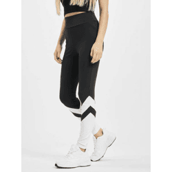 lässige Urban Classics Damen Hose Stretch Kordelzug Klettverschluss Schwarz/Weiß