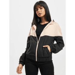 lässige Urban Classics Damen Jacke große Kapuze Taschen 68 g/m² Schwarz/Beige