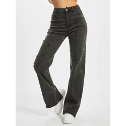 lässige URBAN CLASSICS Damen Straight Fit Jeans High Waist Denim-Hose in verwaschener Optik Baumwoll-Hose Schwarz