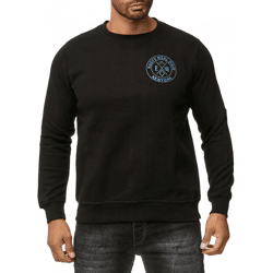Lässiger Herren Rundhals-Sweater mit Logo Print und großem Rückendruck Pullover 19103 Schwarz