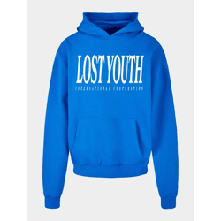 lässiger Lost Youth Herren Hoodie große Kapuze Kapuze 460 g/m² mit Baumwolle Blau