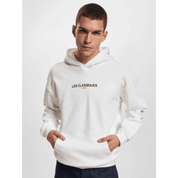 Casual Only & Sons Men's Hoodie with Ribbed Cuffs and Hood, Cotton, White