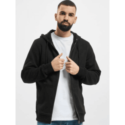 lässiger Urban Classics Herren Hoodie Kordelzug Reißverschluss 300 g/m² mit Baumwolle Schwarz