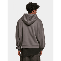Casual URBAN CLASSICS Men's Hoodie with Zipper and Ribbed Cuffs, 300 g/m², Cotton Blend, Gray