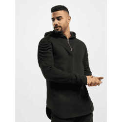 lässiger Urban Classics Herren Hoodie Rippbündchen Kapuze 280 g/m² mit Baumwolle Schwarz