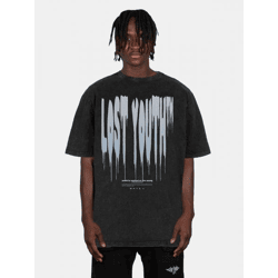 lässiges Lost Youth Herren T-Shirt Oversize 240 g/m² mit Baumwolle Schwarz