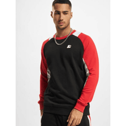 lässiges Starter Herren Sweatshirt Rippbündchen 300 g/m² mit Baumwolle Schwarz/Rot