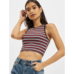 lässiges Urban Classics Damen T-Shirt Stretch 190 g/m² Blau/Weiß/Rot