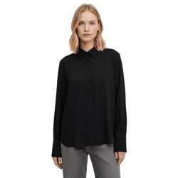 langärmlige Damen Bluse aus Viskose-Mix mit Ballon-Saum Sommer-Shirt 921905 Schwarz
