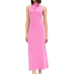 langes Damen Sommer-Kleid Neckholder-Kleid mit extravagantem Rücken Maxi-Kleid 905374 Pink