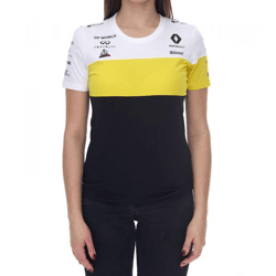 Le Coq Sportif Fomel 1 F1 Renault Damen T-Shirt Kurzarm-Shirt Baumwoll-Shirt 2010969 Schwarz/Weiß/Gelb