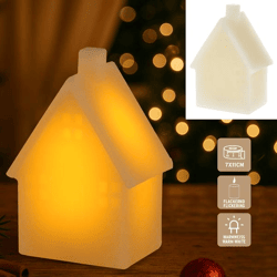 LED Echtwachskerze Haus, creme, kl., ca. 7x11cm