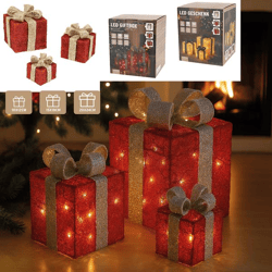 LED Geschenk, rot/gold, 3er Set 