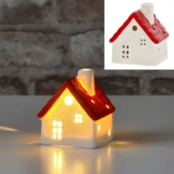 LED Haus rot-weiß, ca. 6x7cm