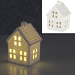 LED Haus, weiß, M, ca. 8x11cm