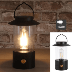 LED Laterne, Retro, Filment, schwarz, ca. 20cmH