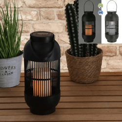 LED solar lantern, black, grid, approx. 33cmH