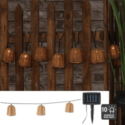 LED Solar Lichterkette Rattan, 10er, ca. 380cmL