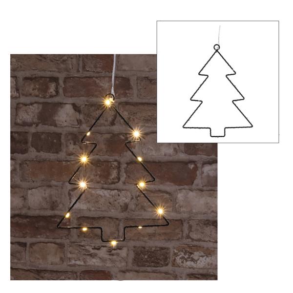 LED Christmas Tree, Black, 12 LEDs, approx. 20 cm H