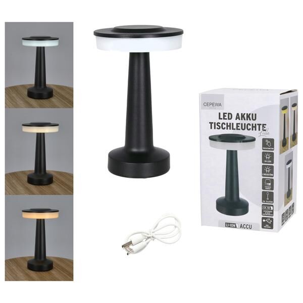LED Tischleuchte Lille, schwarz, USB, ca. 21cmH