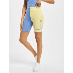 leichte Karl Kani Damen Shorts Stretch 220 g/m² mit Baumwolle Blau/Gelb