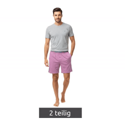 Lightweight SCOTCH & SODA Men's Pajamas, 2-Piece Shorty Set with Cotton Shorts SSSP25M389721-506 Gray/Light Burgundy