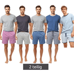 leichter SCOTCH & SODA Herren Pyjama 2-teiliges Shorty-Set mit Baumwolle kurzer Schlafanzug Grau, Blau oder Hell-Bordeaux