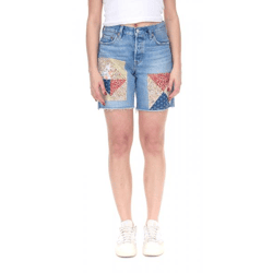 LEVI´S 501 90s Patchwork Damen Jeans-Shorts mit großen Patches Denim kurze Hose A19620012 Blau