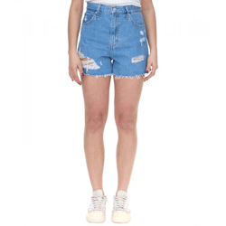 LEVI´S High Waisted Mom-Shorts für Damen im Destroyed-Look Denim kurze Hose A19650010 Blau