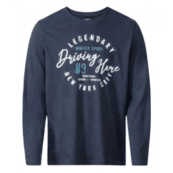 LIVERGY Herren Pyjama Top mit großem Front-Print Nachtwäsche Schlaf-Shirt 390208-2201 Navy