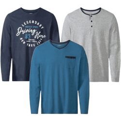 LIVERGY Herren Pyjama Top Nachtwäsche Oberteil Schlaf-Shirt 390208-2201 Blau, Navy oder Grau