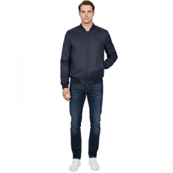Maserati Herren Herren Bomber-Jacke mit Maxi-Trident Logo-Print Motorsport Frühlings-Jacke Dunkelblau