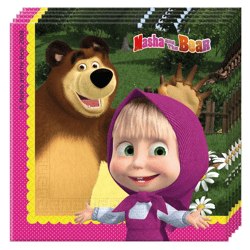 Masha and The Bear - 20 Papierservietten (2-lagig) 33x33cm Paket
