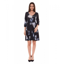 melrose Damen Mini-Kleid mit Allover-Blumendruck Kurzarm 20539817 Schwarz/Bunt