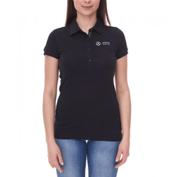 Mercedes-Benz AMG Petronas F1 MAPF1 Classic-Polo Damen Baumwoll-Shirt Polo-Shirt mit Team-Logos Kurzarm-Shirt 701202236 001 Schwarz