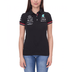 Mercedes-Benz AMG Petronas F1 MAPF1 Damen Baumwoll-Shirt Polo-Shirt mit Team- und Sponsoren-Logos Kurzarm-Shirt 701219231 001 Schwarz