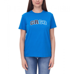 Mercedes-Benz AMG Petronas F1 MAPF1 FW George Russell Logo Damen T-Shirt mit großem GR63-Print Baumwoll-Shirt 701222313 001 Blau